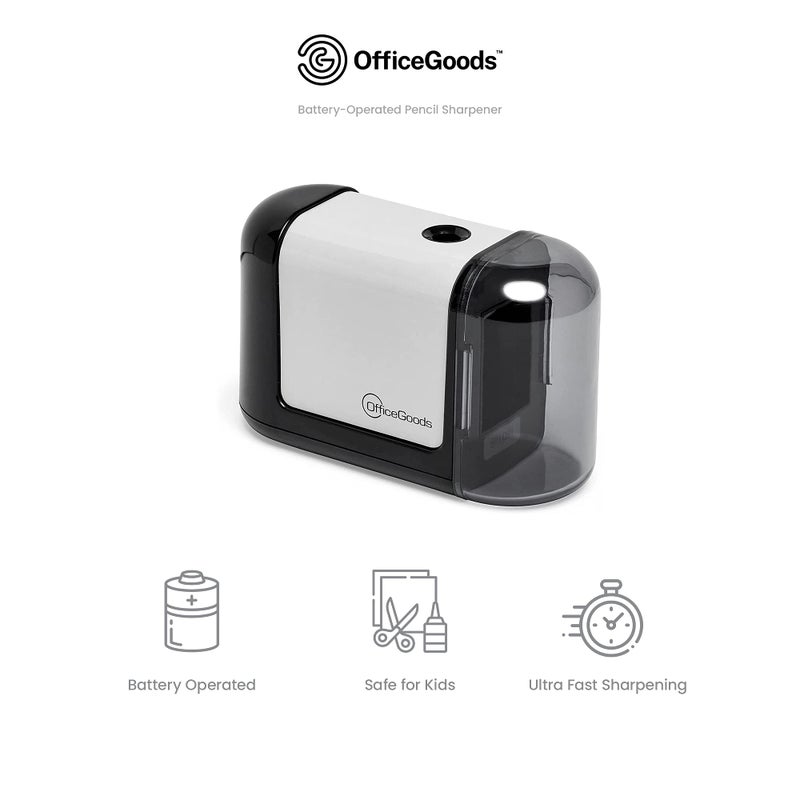 OfficeGoods Mini-Pro Electric Pencil Sharpener - Cordless Portable Sharpener - Battery Operated - Compact & Powerful for Home, Office & School - Black - Image 5